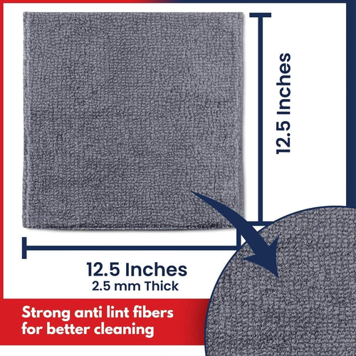 12 Pcs Microfiber Cleaning Cloth Grey